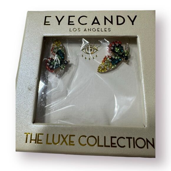 Eye‎ Candy Bohochic Butterfly Earrings Fairycore Flutter Green Crystal Earrings - Picture 2 of 4